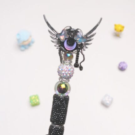 Angel Wings Black Rhinestone Pen Vintage - Image 3