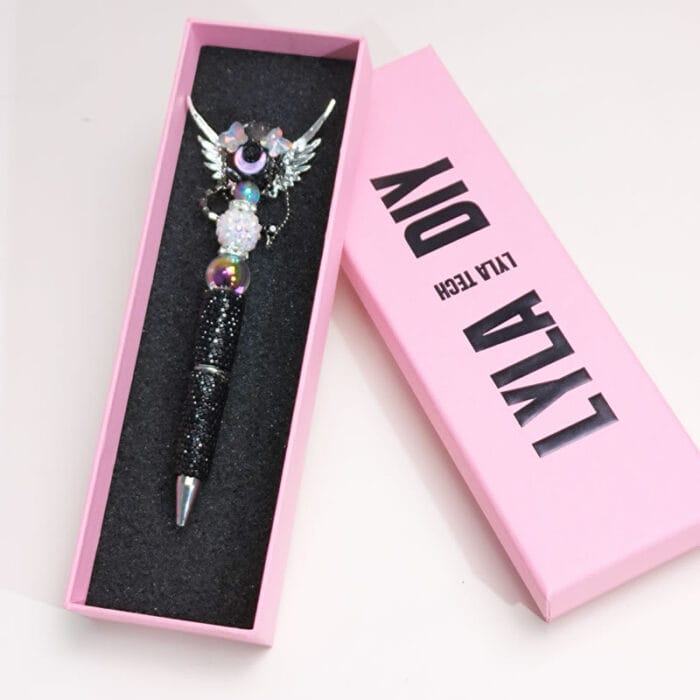 Angel Wings Black Rhinestone Pen Vintage - Image 2