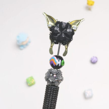 Butterfly Black Half Rhinestone Pen Vintage - Image 3