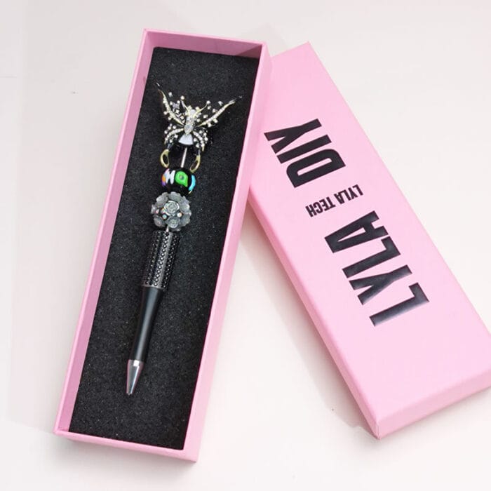 Butterfly Black Half Rhinestone Pen Vintage - Image 2