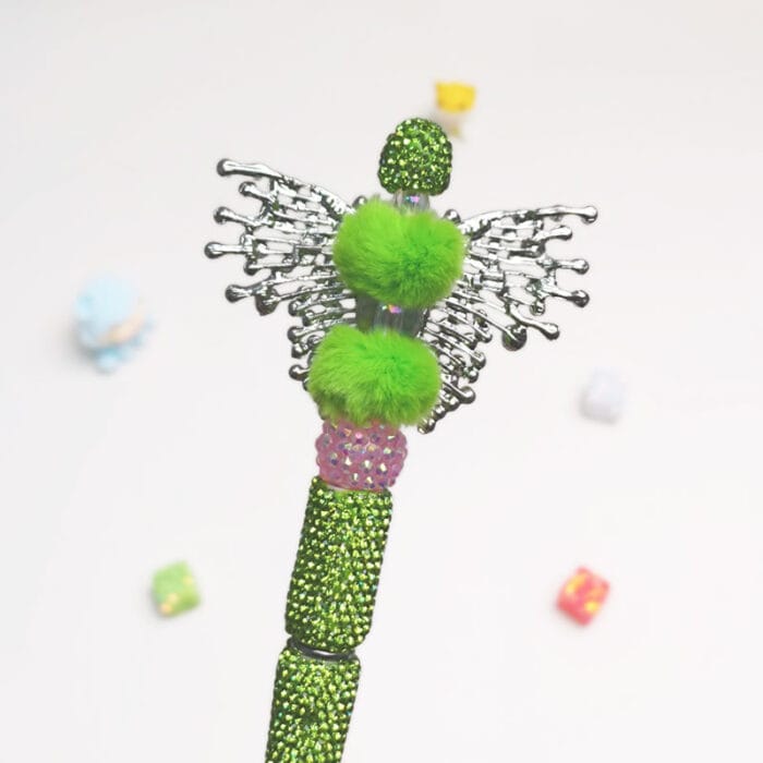 Butterfly Green Rhinestone Pen Vintage - Image 2