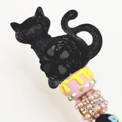 Cat Orange Rhinestone Pen Vintage - Image 4