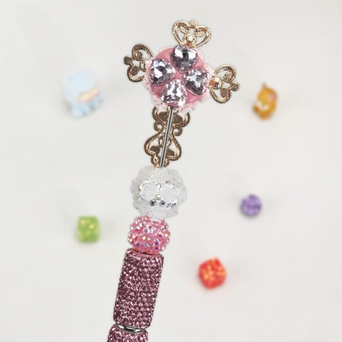 Cross Heart Shaped  Pink Rhinestone Pen Vintage - Image 3