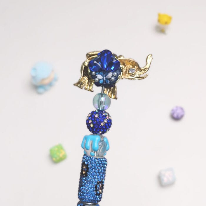 Elephant Blue Rhinestone Pen Vintage - Image 3