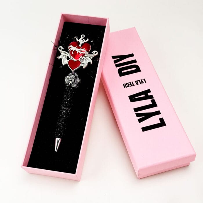 Eternal Heart Black Rhinestone Pen Vintage - Image 2