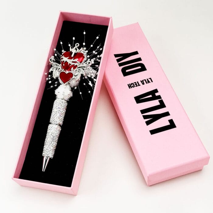 Eternal Heart White Rhinestone Pen Vintage - Image 2