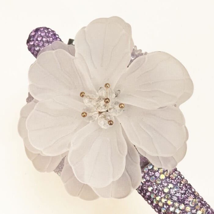 Fake Flower Purple Rhinestone Pen Vintage - Image 4
