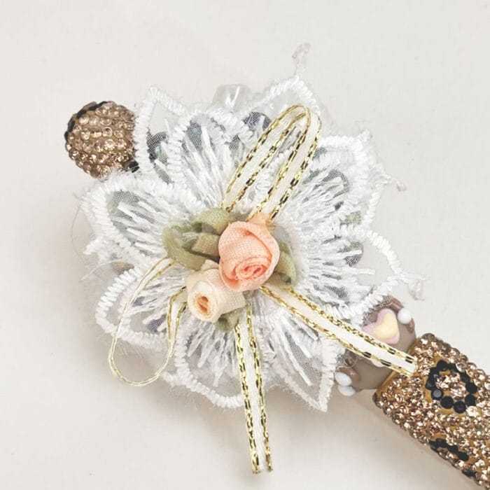 Fake Flower White Rhinestone Pen Vintage - Image 4