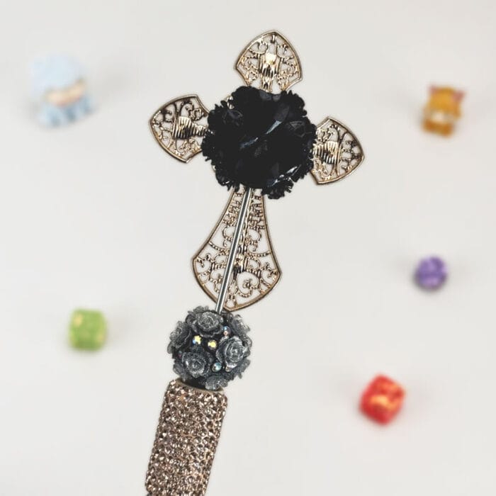 Hollow Cross Golden Rhinestone Pen Vintage - Image 3