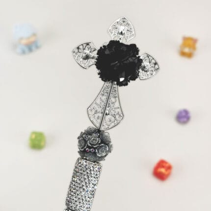 Hollow Cross Silver Rhinestone Pen Vintage - Image 3