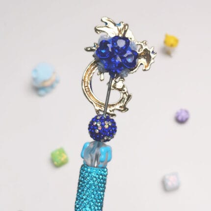 Ice Dragon Sky Blue Rhinestone Pen Vintage - Image 3