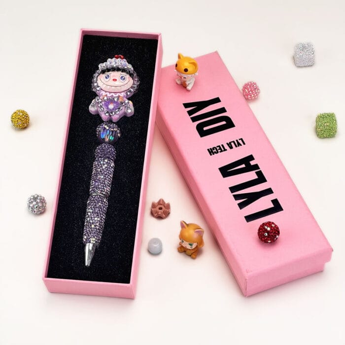 Labubu L2 Purple Rhinestone Pen Popmart - Image 2