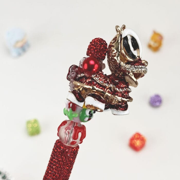 Lion Dance Red Rhinestone Pen Chinese Style - Image 3