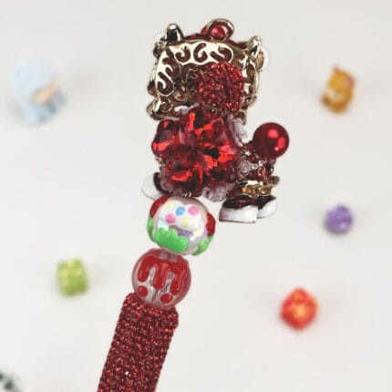 Lion Dance Red Rhinestone Pen Chinese Style - Image 4
