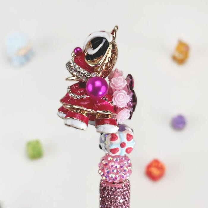 Lion Dance RoseRed Rhinestone Pen Chinese Style - Image 3