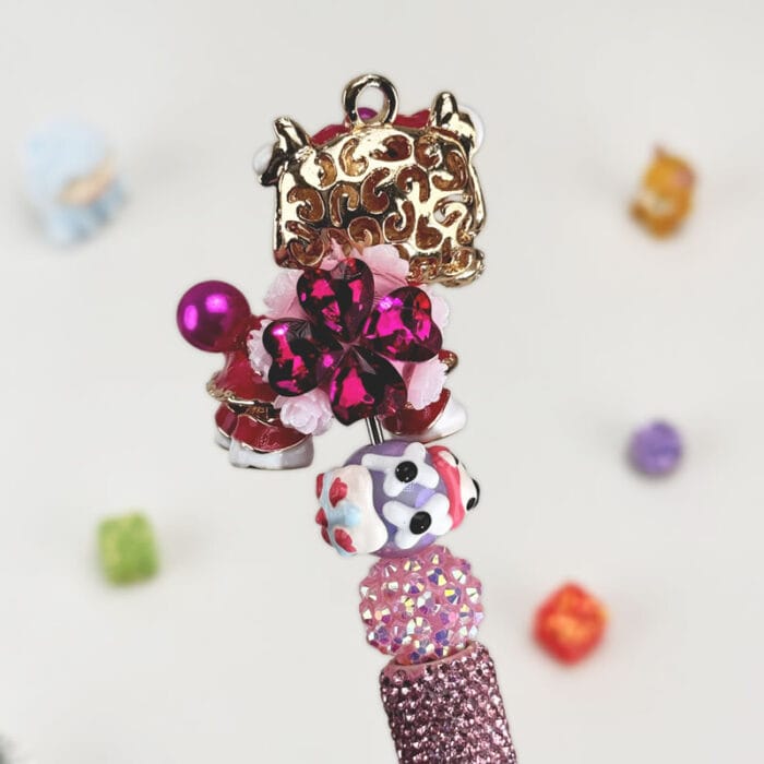 Lion Dance RoseRed Rhinestone Pen Chinese Style - Image 4
