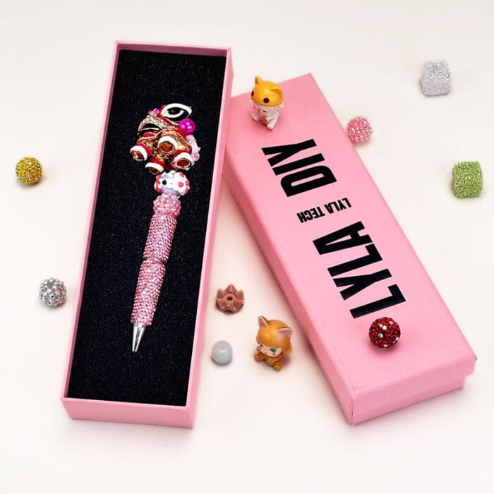Lion Dance RoseRed Rhinestone Pen Chinese Style - Image 2