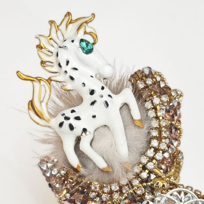 White Horse Rhinestone Pen Vintage - Image 2