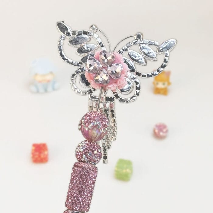 Butterfly Pink Rhinestone Pen Vintage - Image 2