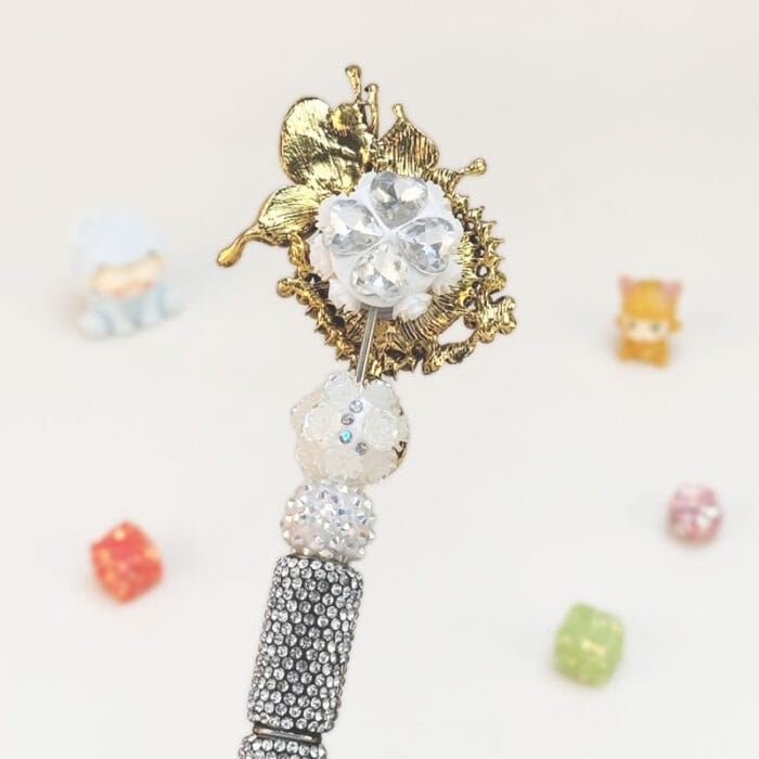 Heart Shaped Crystal With Butterfly Sliver Rhinestone Pen Vintage - Image 2
