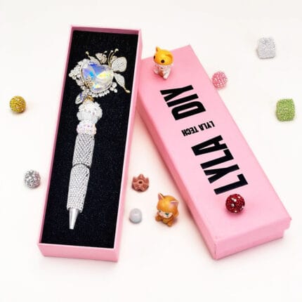Heart Shaped Crystal With Butterfly Sliver Rhinestone Pen Vintage - Image 3