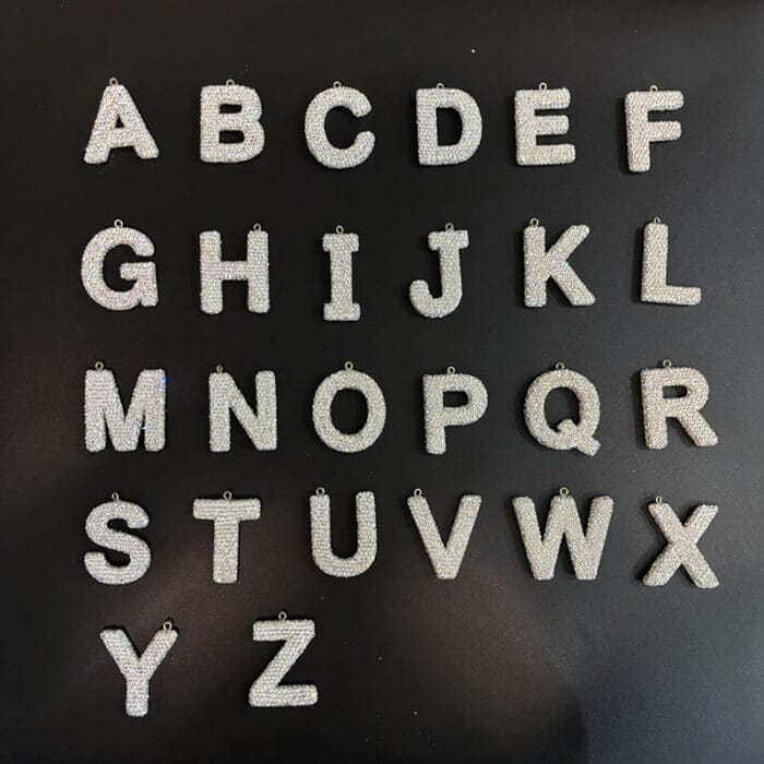 Letter Pendant Keychain Rhinestone Chains - Image 3