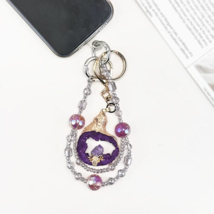 Amethyst Luxe Charm DIY-Chain BagChain KeyChain - Image 3