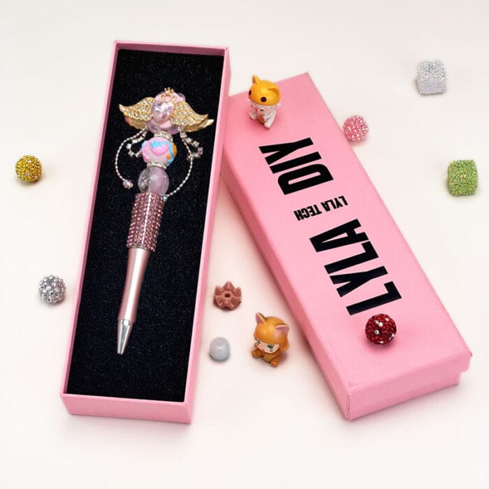 Angel Wings Pink Half Rhinestone Pen Fancy - Image 2