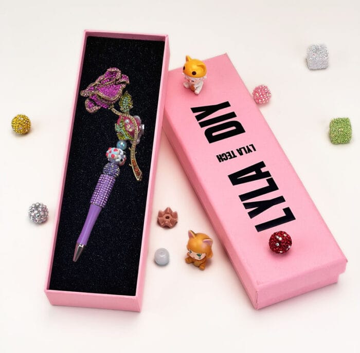 Purple Rose Half Rhinestone Pen Fancy - Image 2