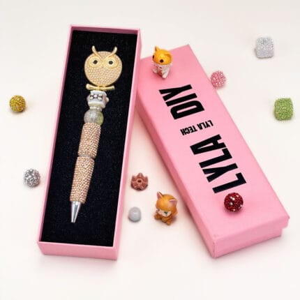 Golden Baby Owl Semi Rehinestone Pen - Image 3