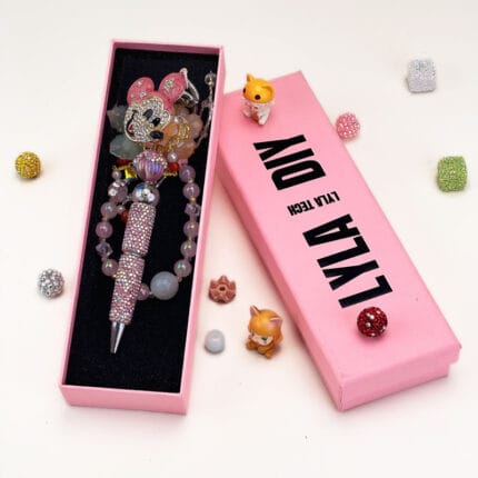 Mickey Series Pink Multi-functional Rehinestone Beaded Pen and Keychain - Image 6