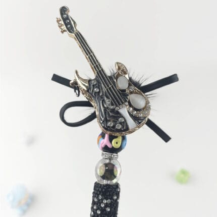 Black&Gold Guitar Metalstyle Multi-functional Rehinestone Pen and Keychain - Image 4