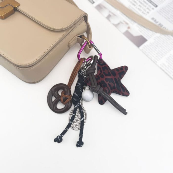 Brown Black pentagram rackets Keychain 7 in 1 - Image 2