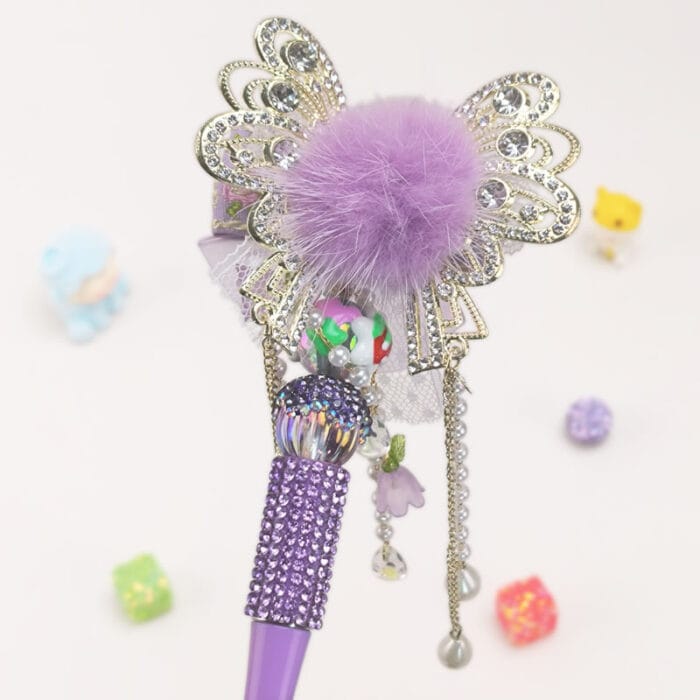 Butterfly Purple Half Rhinestone Pen Fancy - Image 2