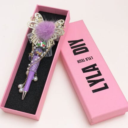 Butterfly Purple Half Rhinestone Pen Fancy - Image 3