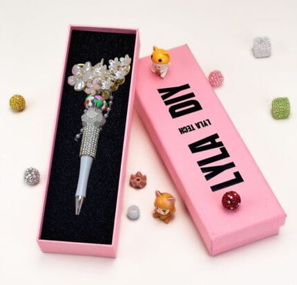 Butterfly Silver Half Rhinestone Pen Vintage - Image 3