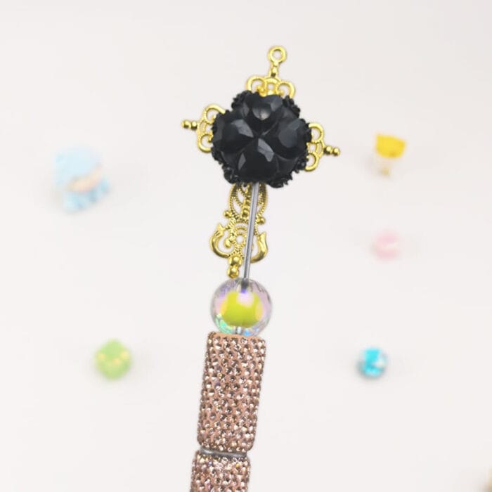 Golden Bent Cross Semi Rhinestones Pen - Image 2