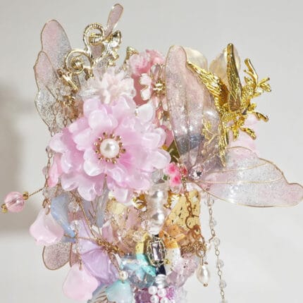 Golden Butterfly with Pink Purple Flowers Pen - Image 3