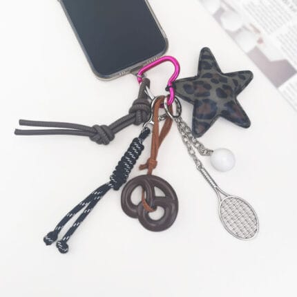 Grey Black pentagram rackets Keychain 7 in 1 - Image 3