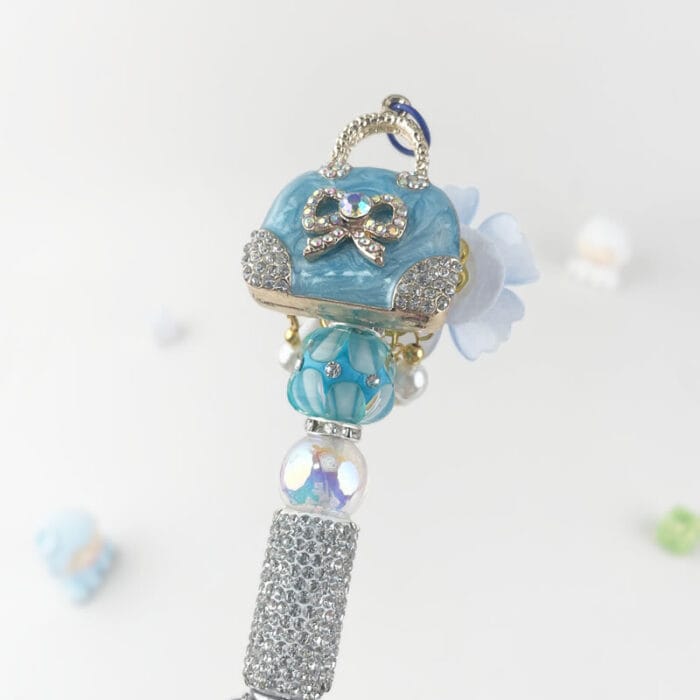 Lake Blue Handbag Multi-functional Rehinestone Pen and Keychain - Image 5