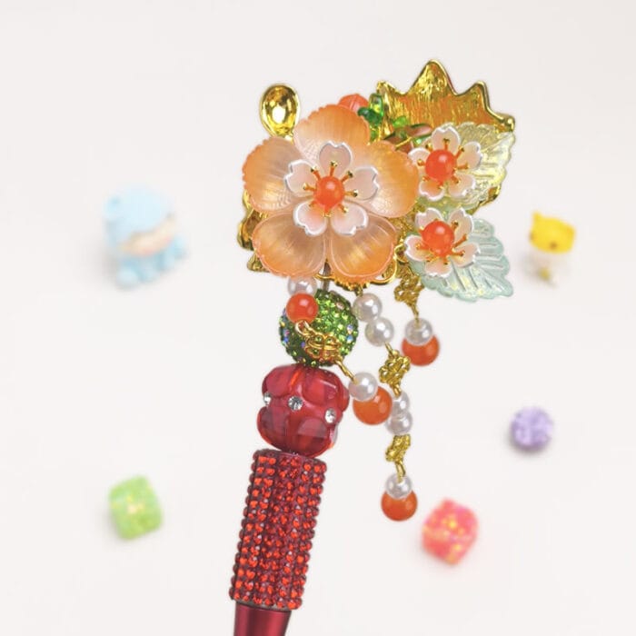 Lion Dance Red Half Rhinestone Pen - Image 2