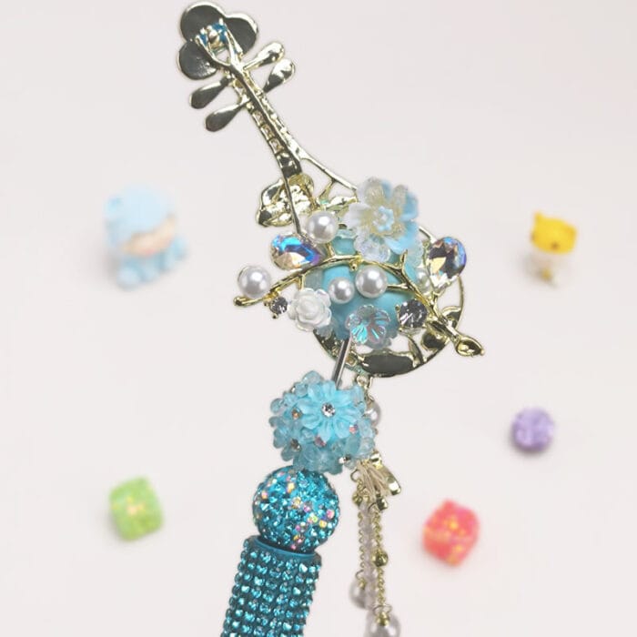 Pipa Sky Blue Half Rhinestone Pen Fancy - Image 2