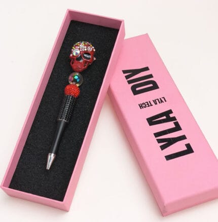 Red Skull Half Rhinestone Pen Fancy - Image 3