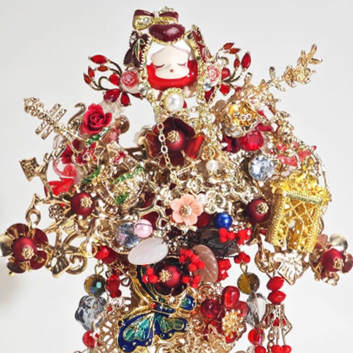 Red&Gold Onyx Style Gold Wing with Tassel Pen - Image 2