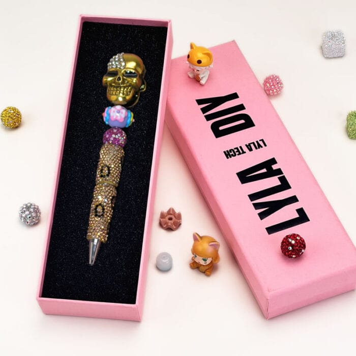 Skull Gloden Rhinestone Pen Vintage - Image 2