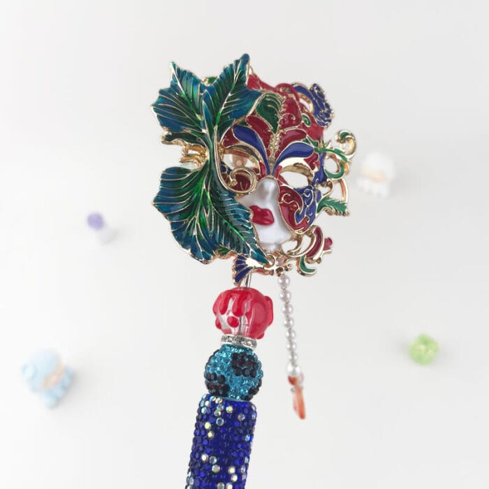 Venice Carnival Mask Multi-functional Rehinestone Beaded Pen and Keychain - Image 4