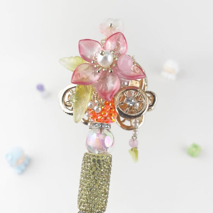 Vintage Orange Fattonny Multi-functional Rehinestone Beaded Pen and Keychain - Image 5