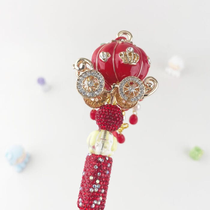 Vintage Red Fattonny Multi-functional Rehinestone Beaded Pen and Keychain - Image 2