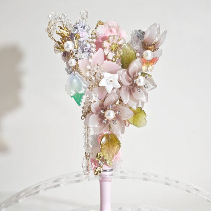 White&Purple Flowers with Green&Yellow Leaf Pen - Image 4